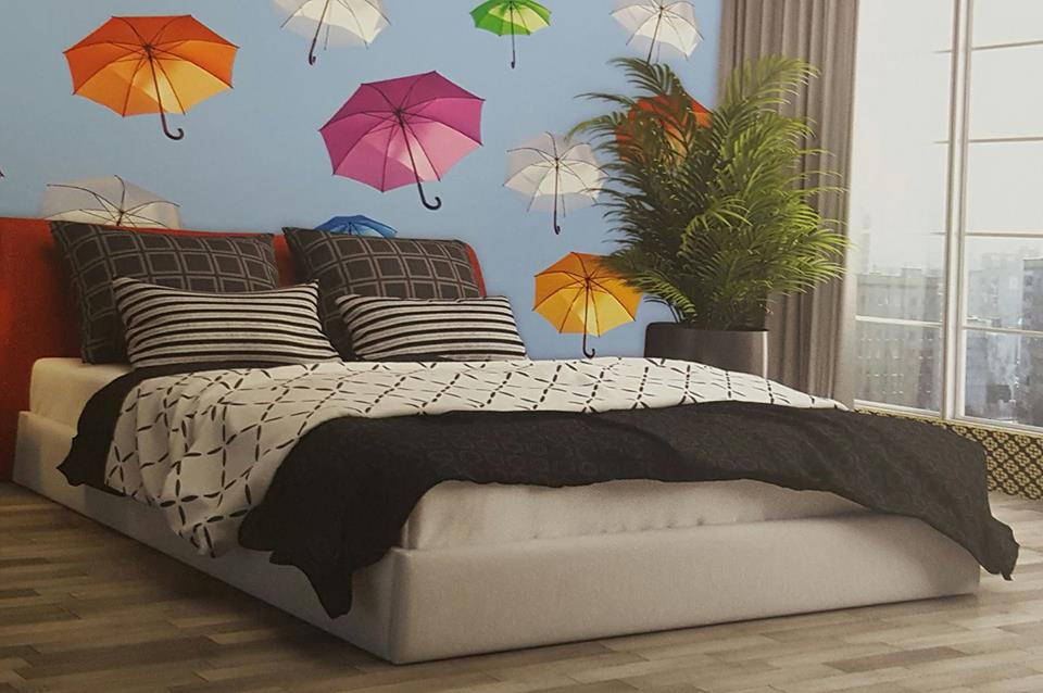 Poster murale ombrelli colorati camera da letto - sintesi tende